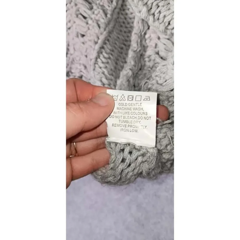 Princess Polly Crochet Open Front Cardigan Womens Size S/M Gray Mixed Knit - Picture 10 of 11